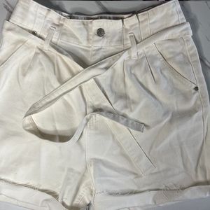 White boyfriend style shorts